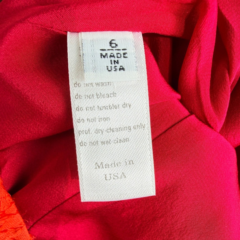 Carolina Herrera Silk Embellished Cocktail Dress Pink Orange Floral Jacquard - Picture 10 of 10